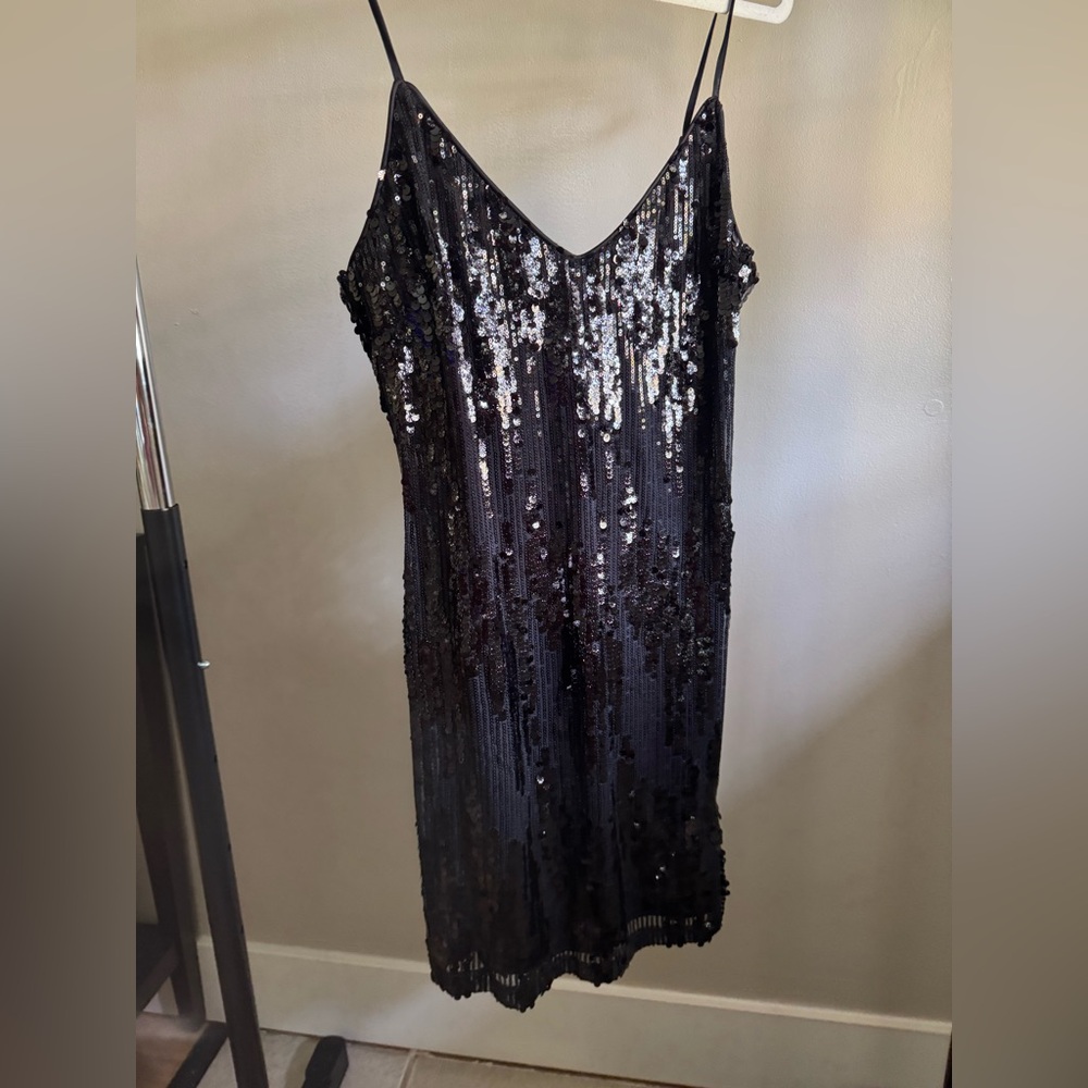 Lulu's Black Sequin Backless Dress